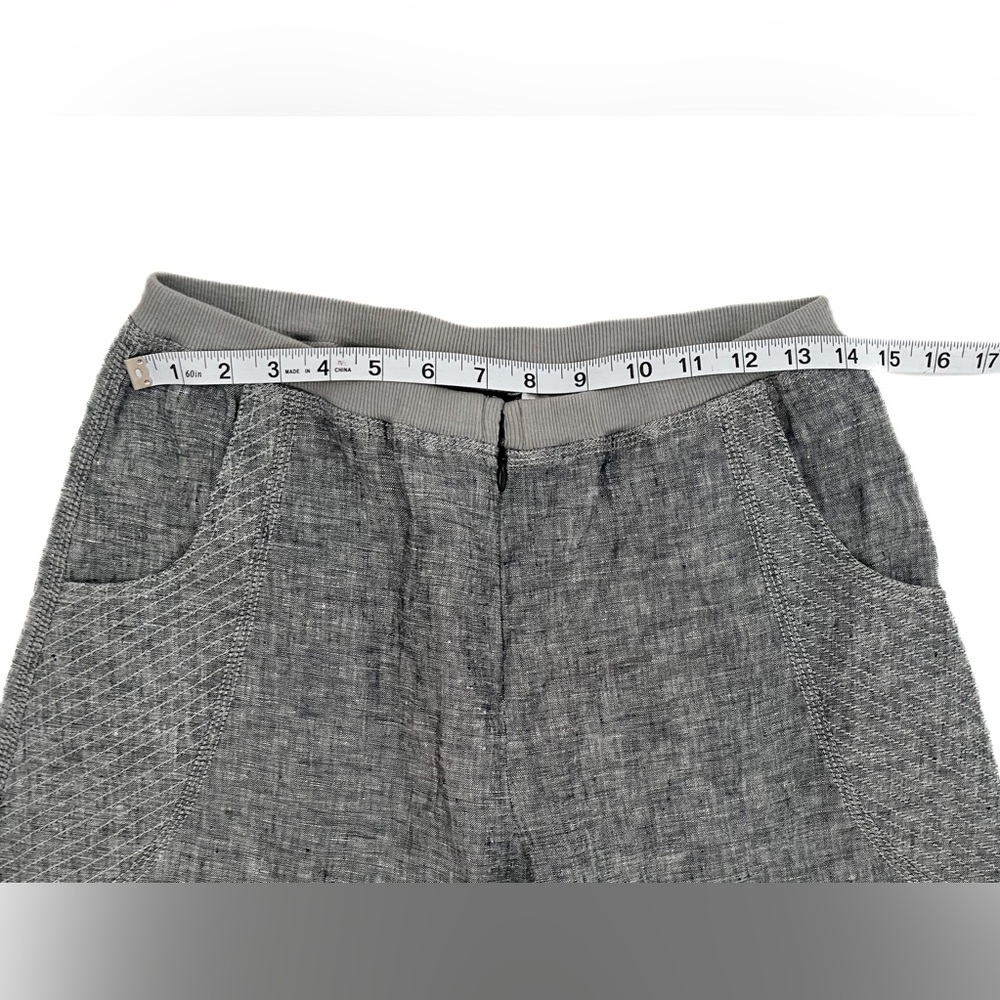 Vivid Linen Flare Legged Pant In Two-Tone Black - Picture 5 of 7